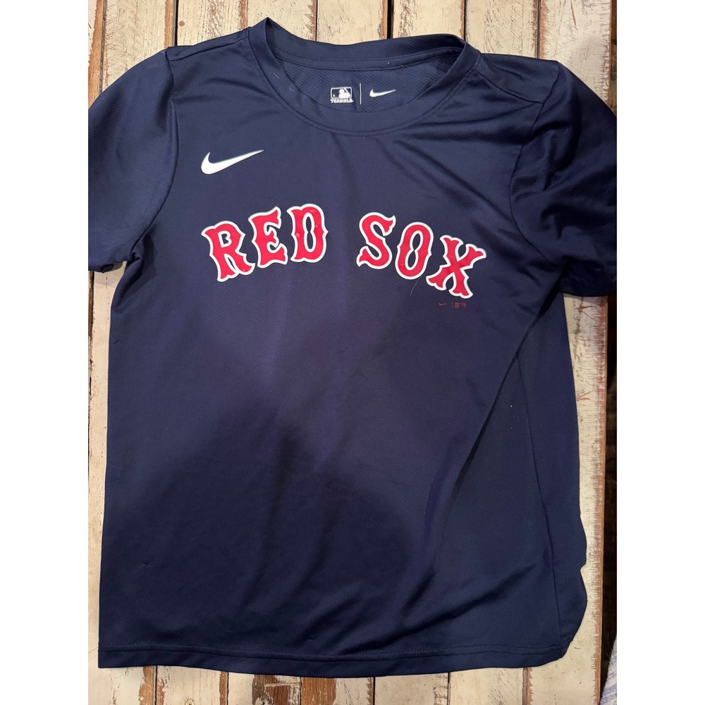 Nike Boston Red Sox MLB Navy Graphic T-Shirt Kids Small 16 Andrew Benintendi